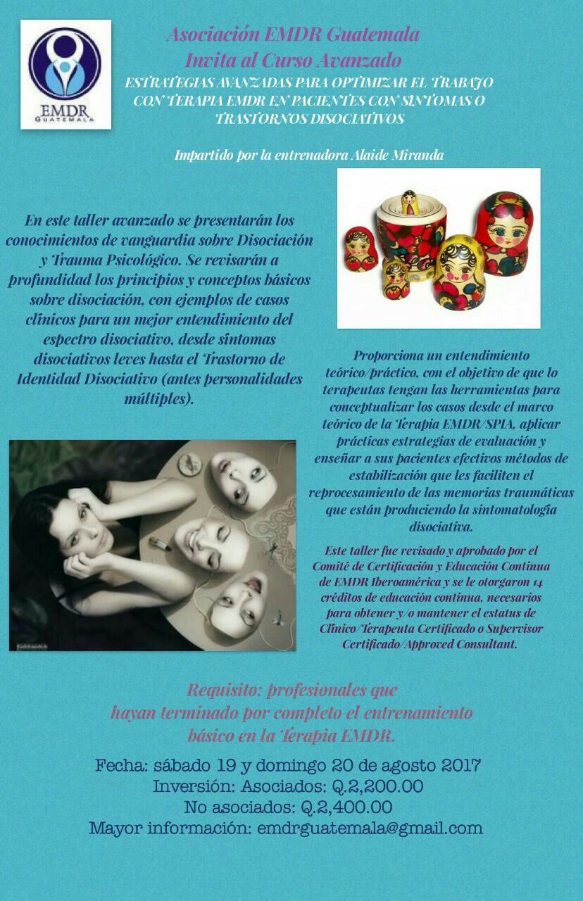 «Estrategias avanzadas para optimizar el trabajo con terapia EMDR en pacientes con síntomas o trastornos disociativos»